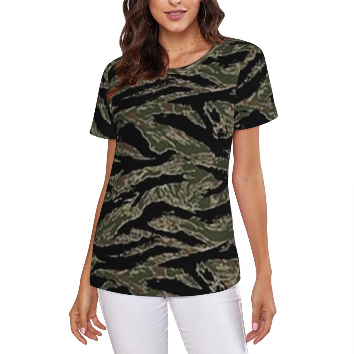 Summer Clothing For 70 Year Old Woman - Tiger Stripe Camouflage Military Camo T-Shirt