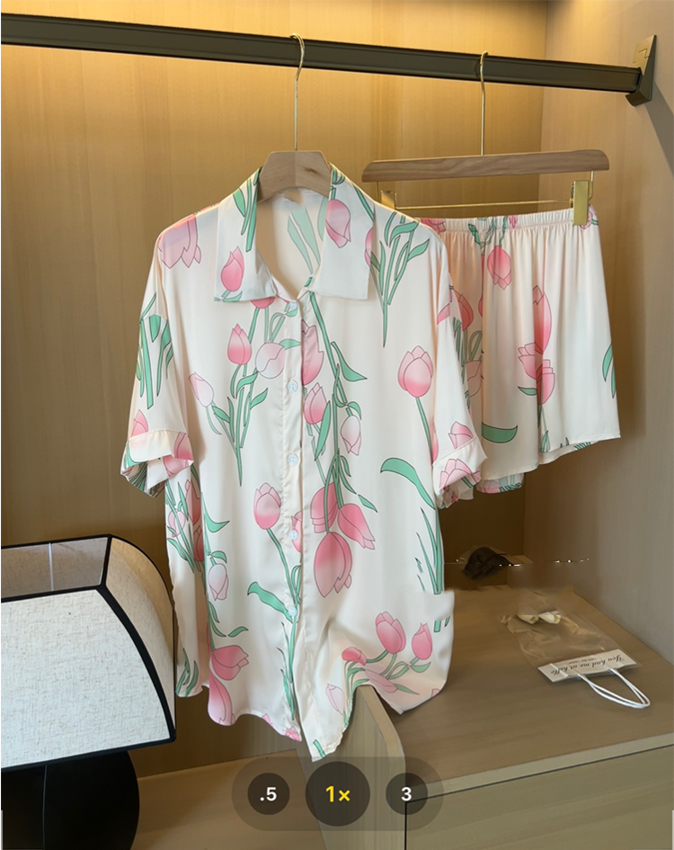Summer Clothing Women Over 50 - Women Silk Satin Sweet Pajamas Set