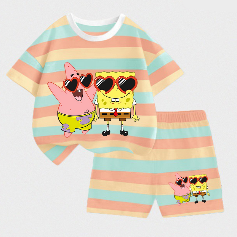 Summer Clothing Newborn - SpongeBobs SquarePants Kids T-shirt Shorts Set