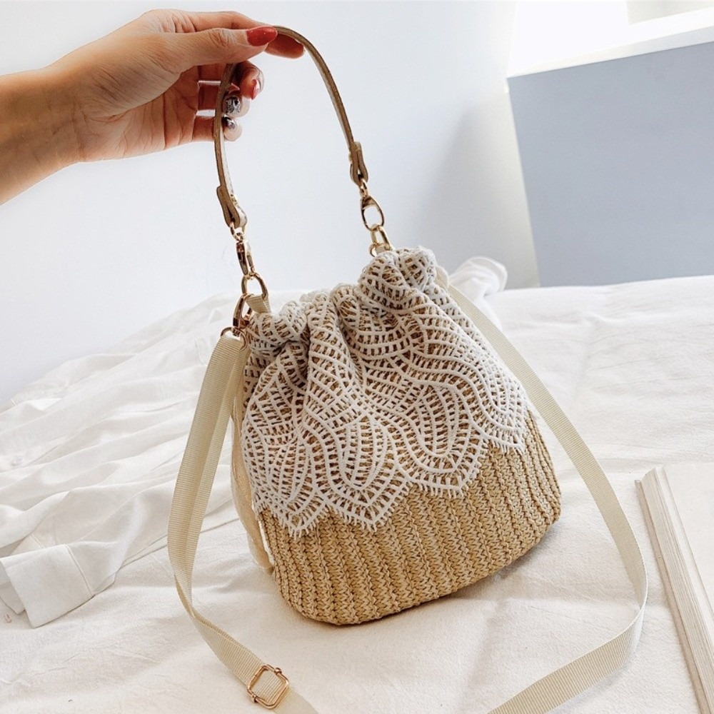 Beach Bag Straw - Casual Lace Straw Shoulder Bag Flower