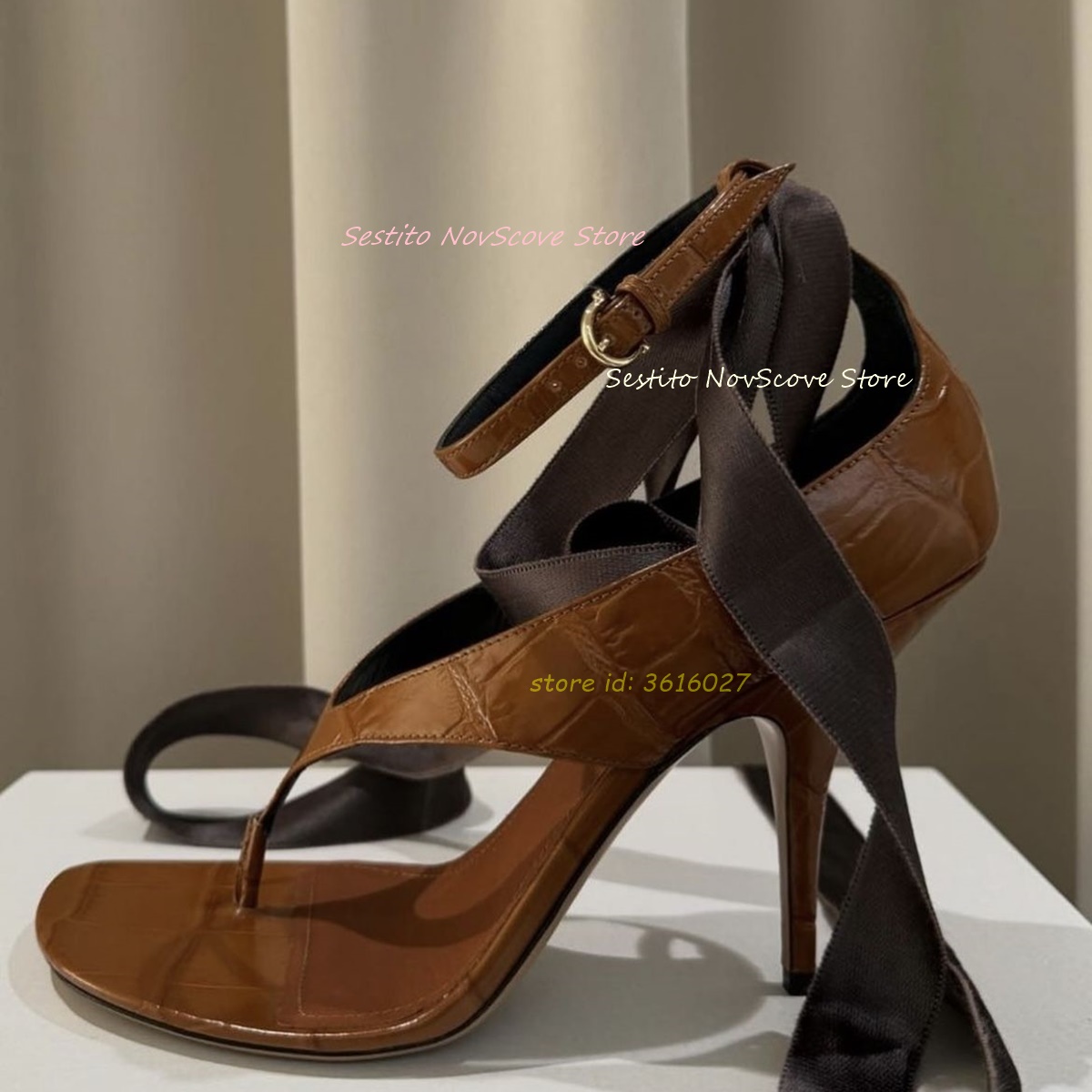 Summer Clothing Petite - Brown Open Toe Lace Up Sandals