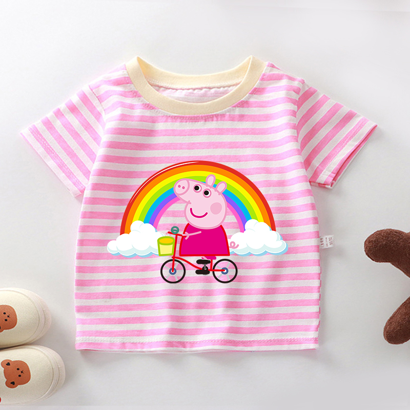 Summer Clothing Newborn - Peppas Pig Stripe T Shirts for