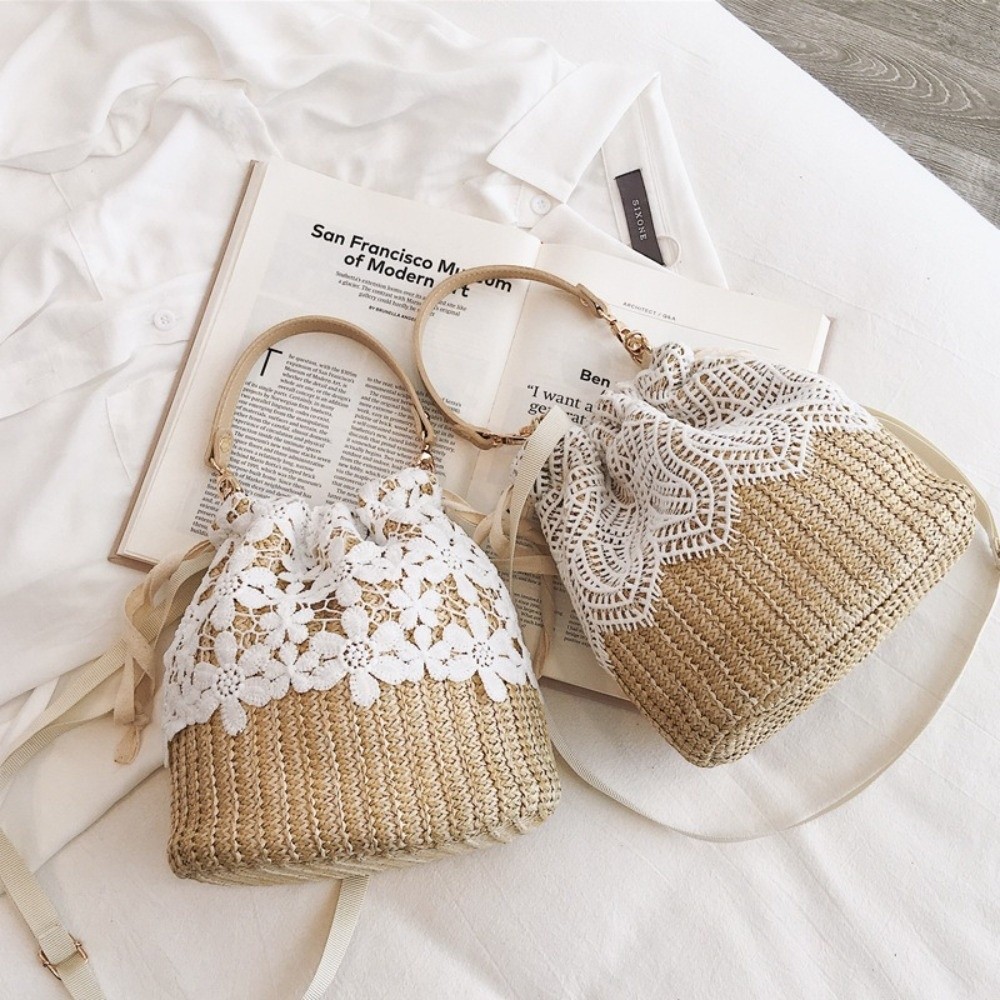 Beach Bag Straw - Casual Lace Straw Shoulder Bag Bohemian