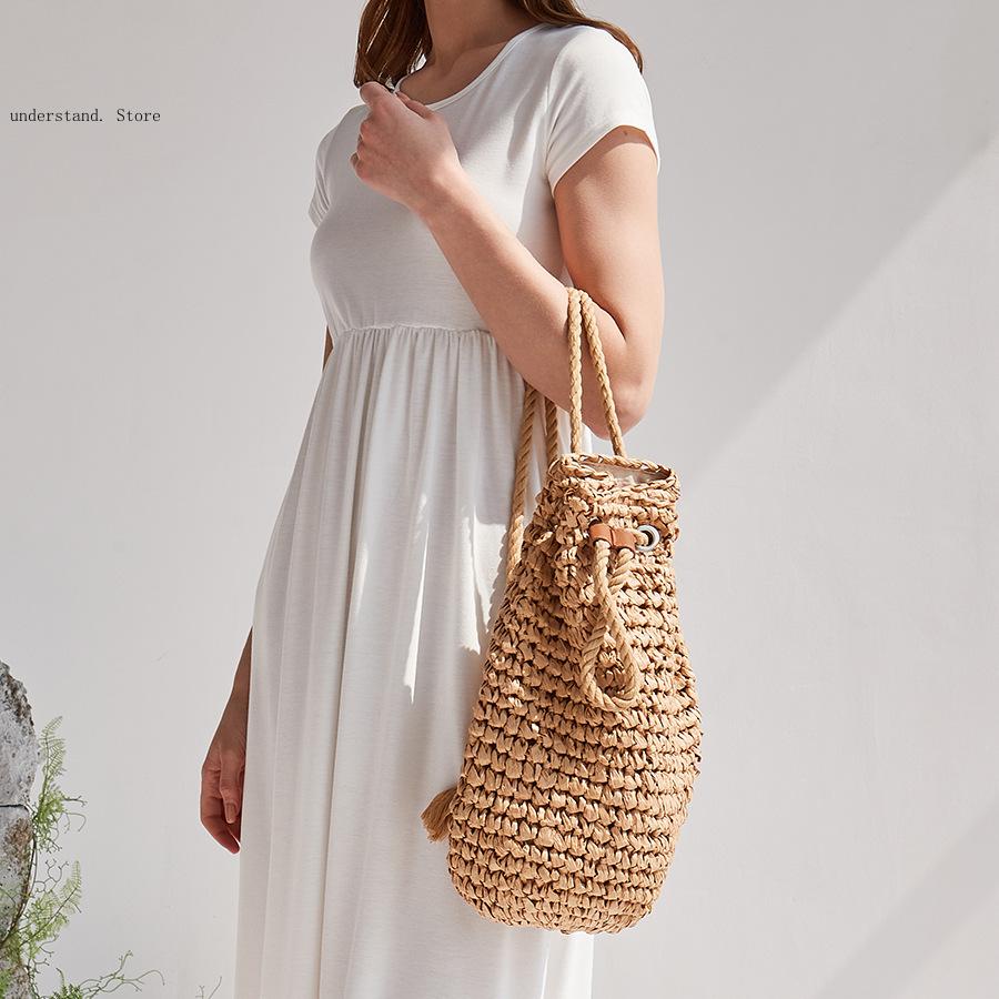 Handmade Drawstring Beach Shou - Beach Bag Straw recension och pris