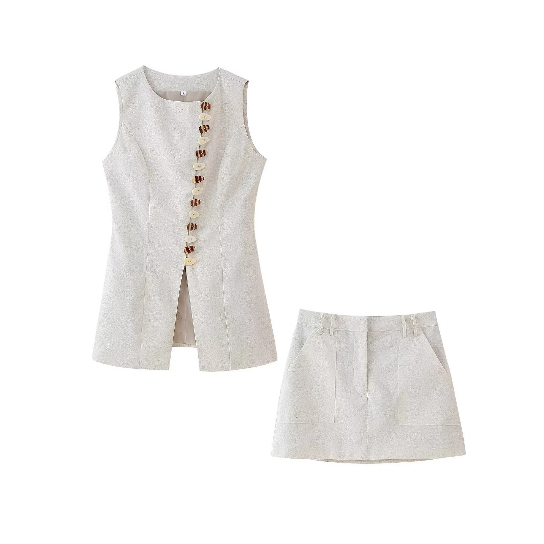 Cotton Linen Vest Mini Skirts  - Summer Linen Clothing For Women recension och pris