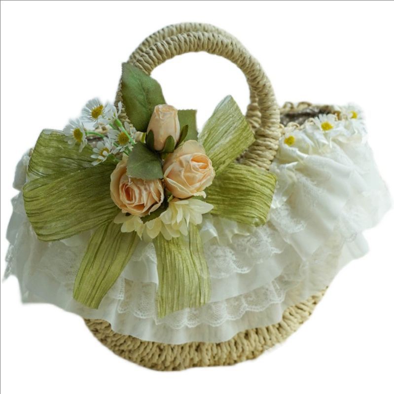 Country-style Lolita lace stra - Beach Bag Straw recension och pris