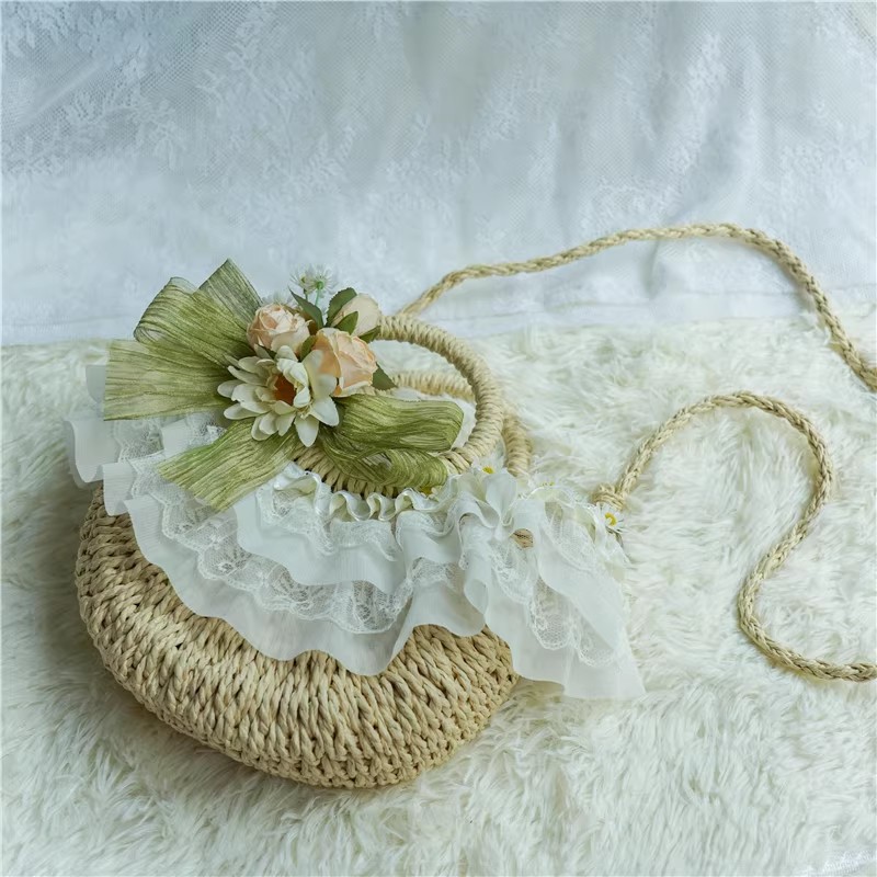 Country-style Lolita lace stra - Beach Bag Straw recension och pris