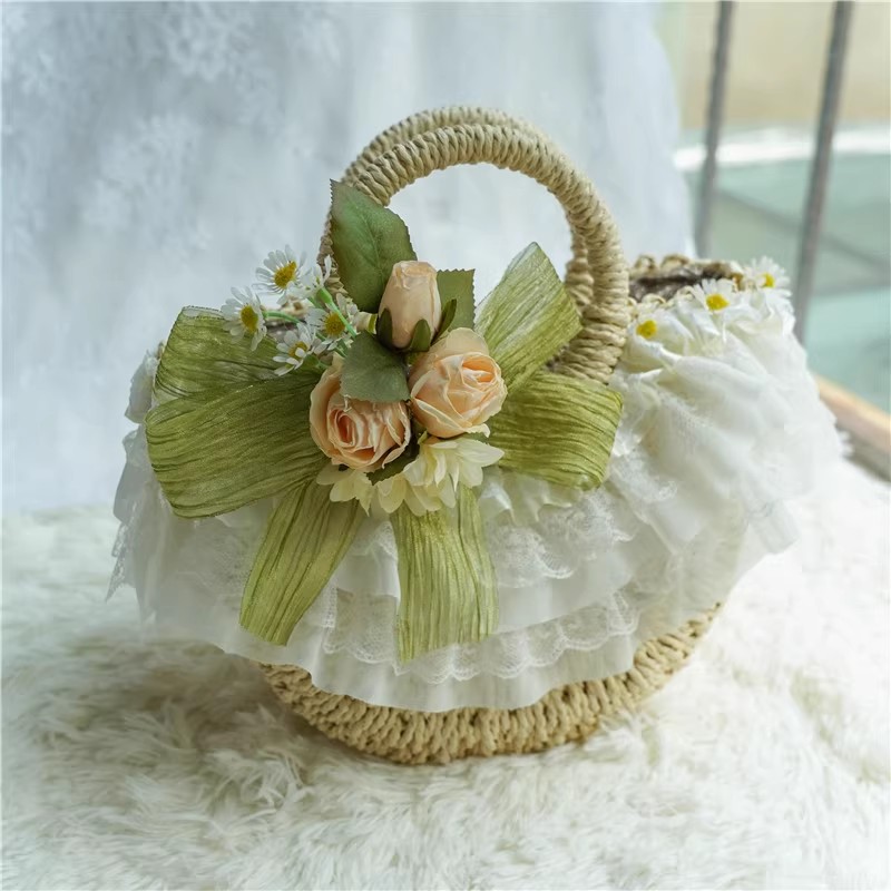 Country-style Lolita lace stra - Beach Bag Straw recension och pris