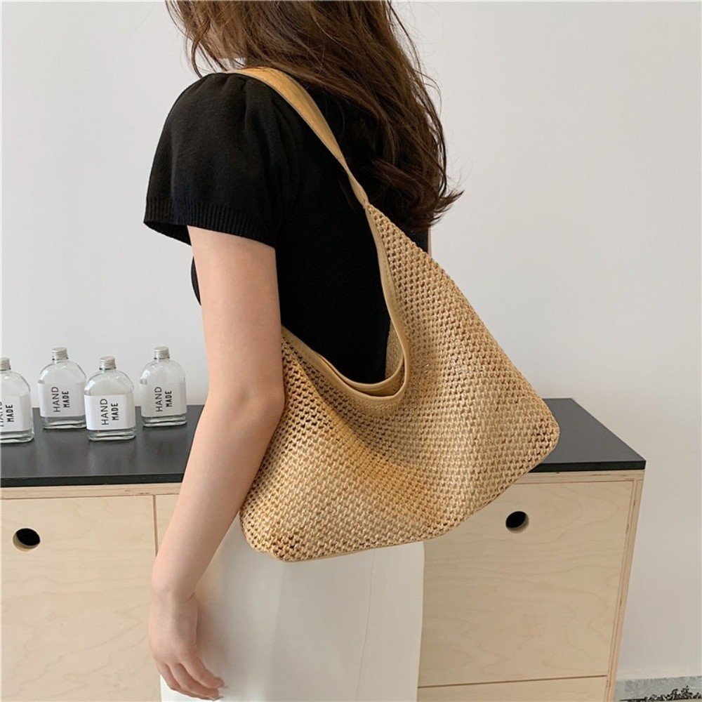 Cute Solid Color Weave Straw B - Beach Bag Straw recension och pris