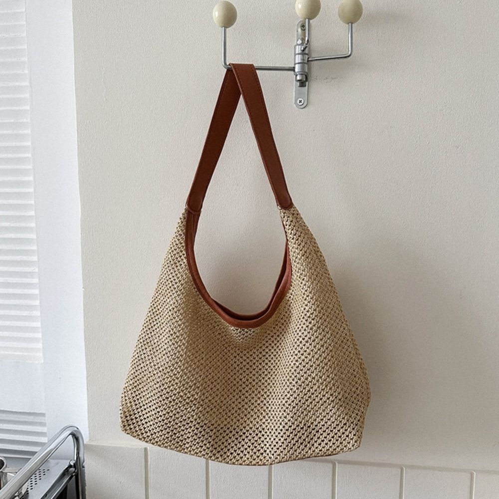 Cute Solid Color Weave Straw B - Beach Bag Straw recension och pris