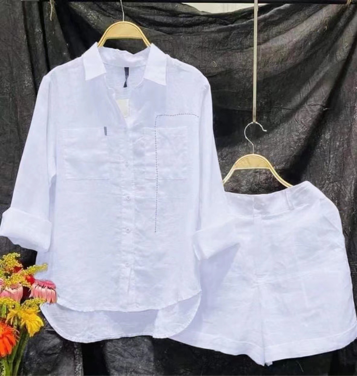 Fashion White Long Sleeve Shir - Summer Linen Clothing For Women recension och pris
