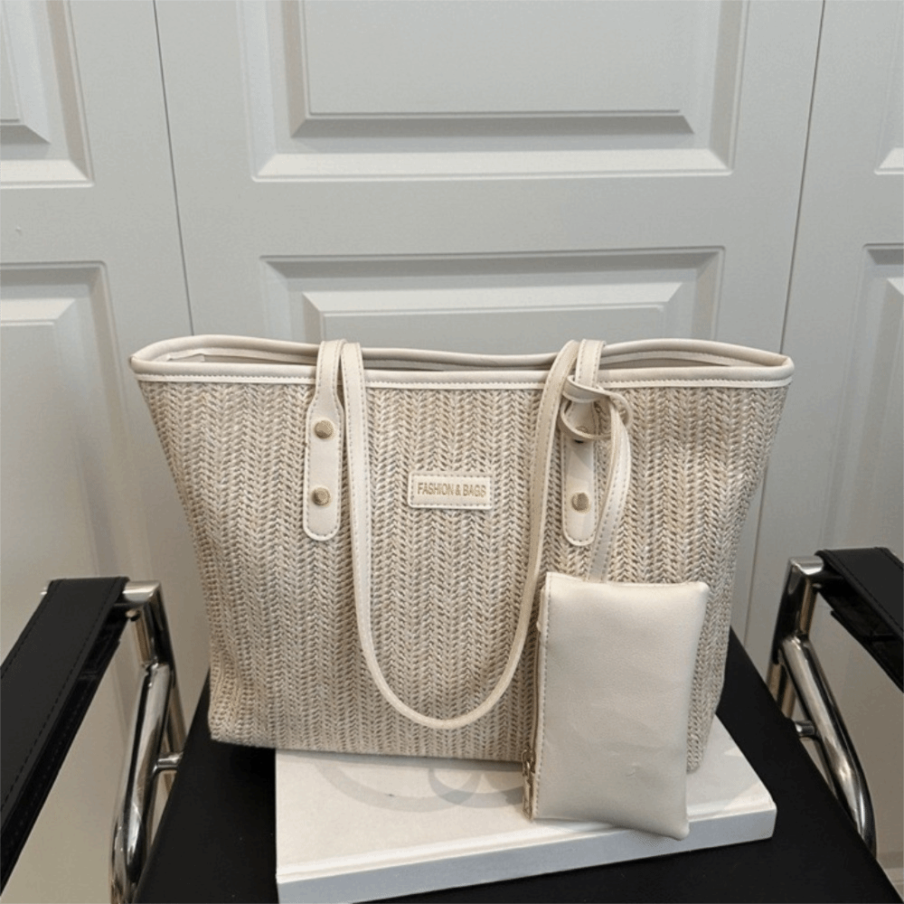 Fashion Solid Color Weave Tote - Beach Bag Straw recension och pris
