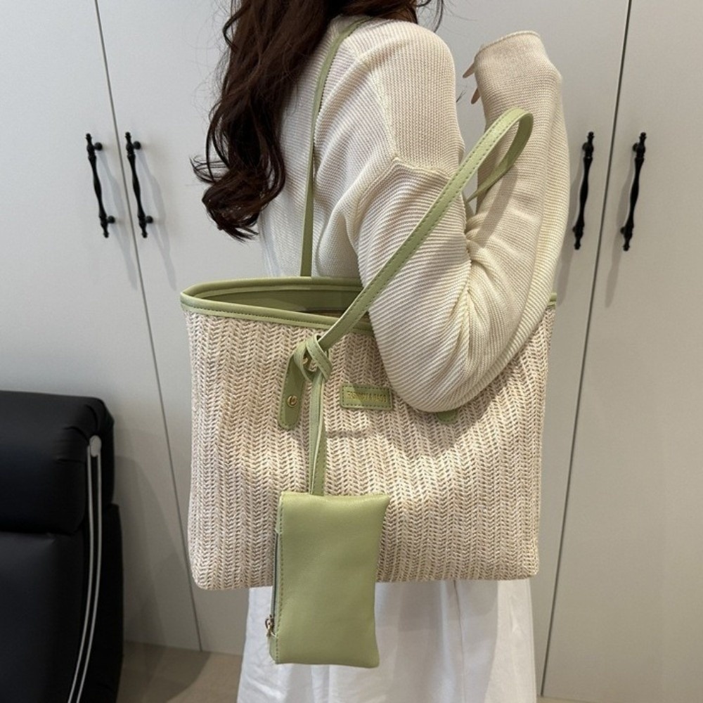 Fashion Solid Color Weave Tote - Beach Bag Straw recension och pris