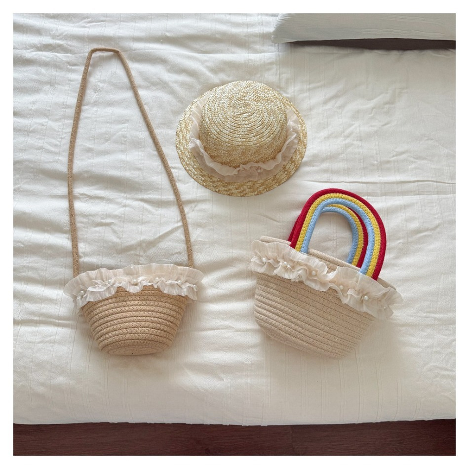 Kids Summer Straw Hat and Bag  - Beach Bag Straw recension och pris