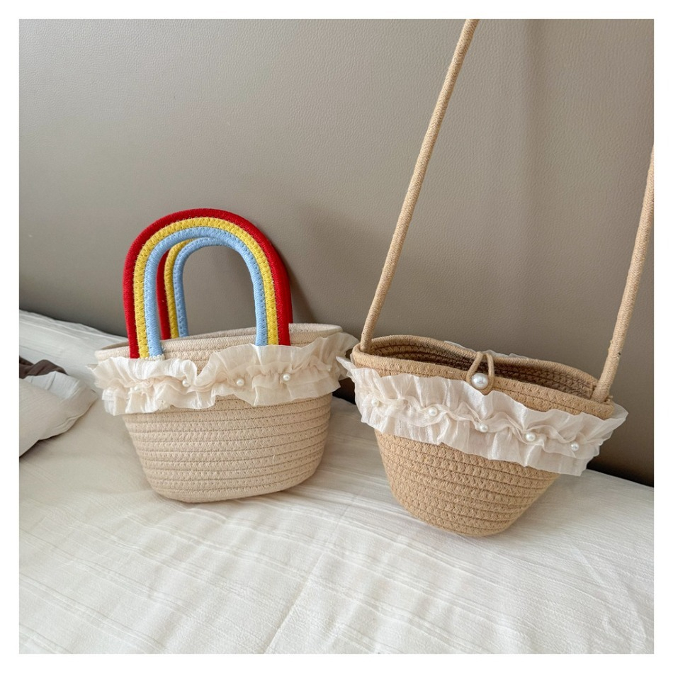 Kids Summer Straw Hat and Bag  - Beach Bag Straw recension och pris