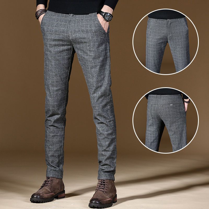 Male Suit Trousers Gray Plaid  - Summer Clothing Cheap recension och pris