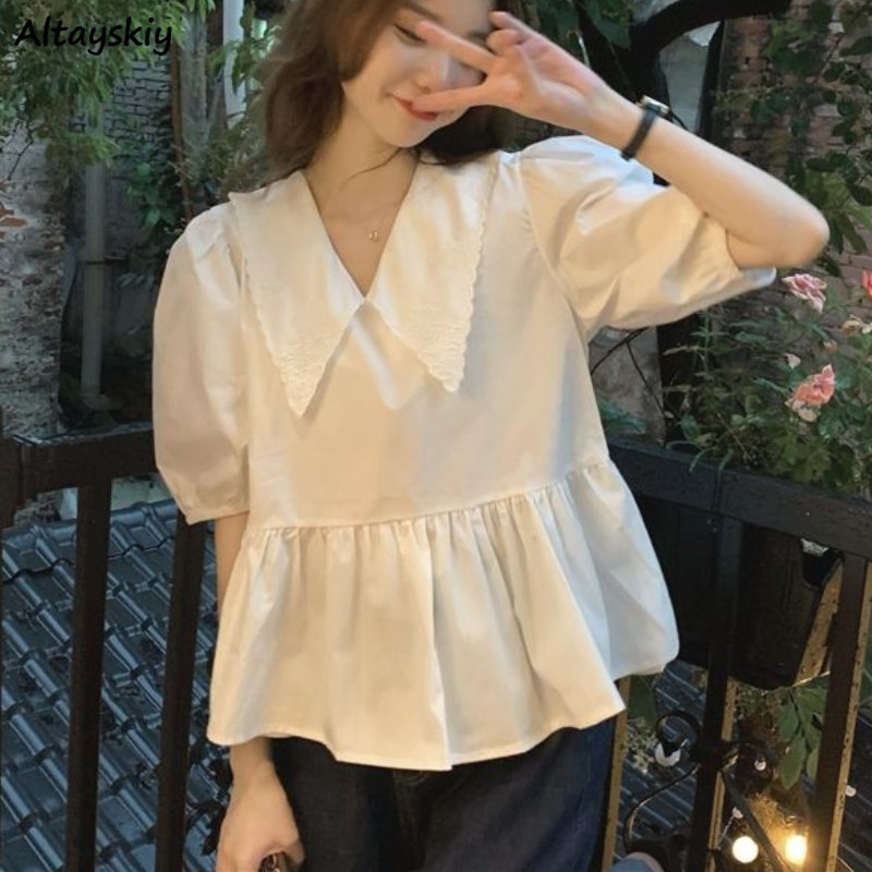 Peter Pan Collar Blouses Women - Summer Linen Clothing For Women recension och pris