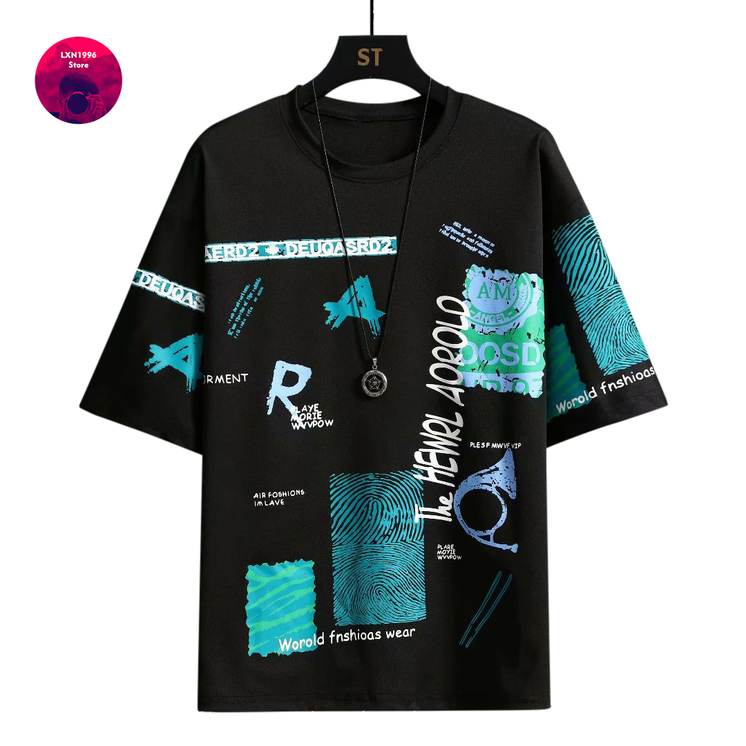 Men Harajuku Graphic Black Sum - Vintage Summer Clothing Brand recension och pris