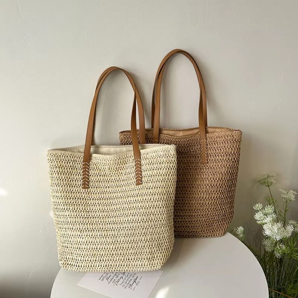 Simple Solid Color Weave Straw - Beach Bag Straw recension och pris