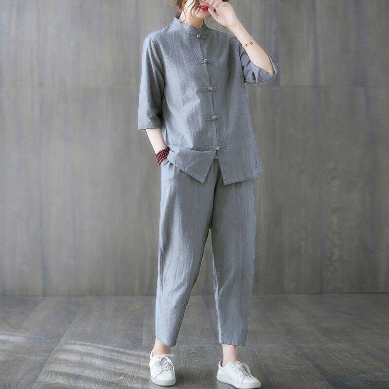 2pcs Buddhist Women's Clothing - Summer Linen Clothing For Women recension och pris