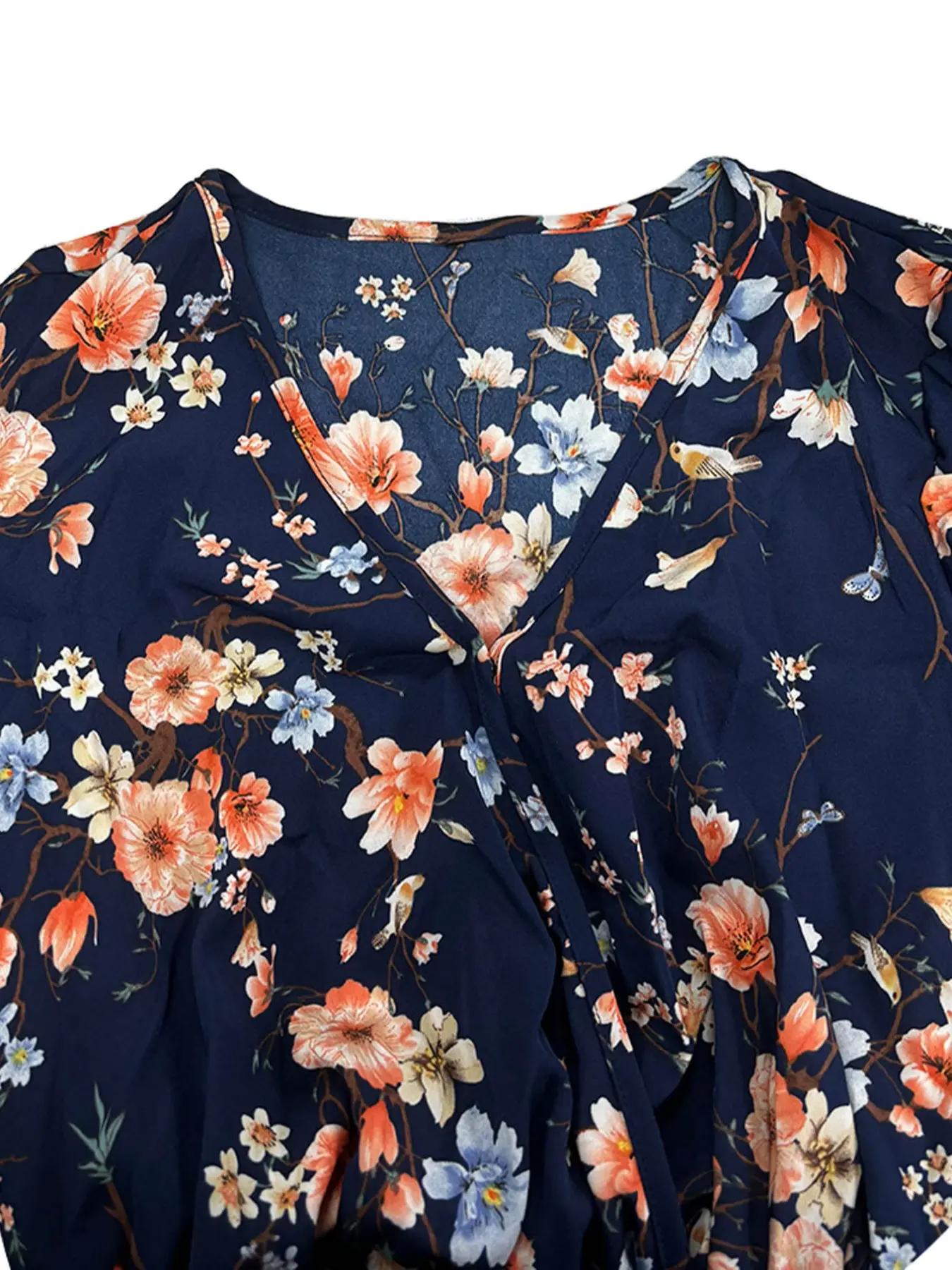 【Plus Size】 Floral Print Tie S - Summer Clothing Vacation recension och pris