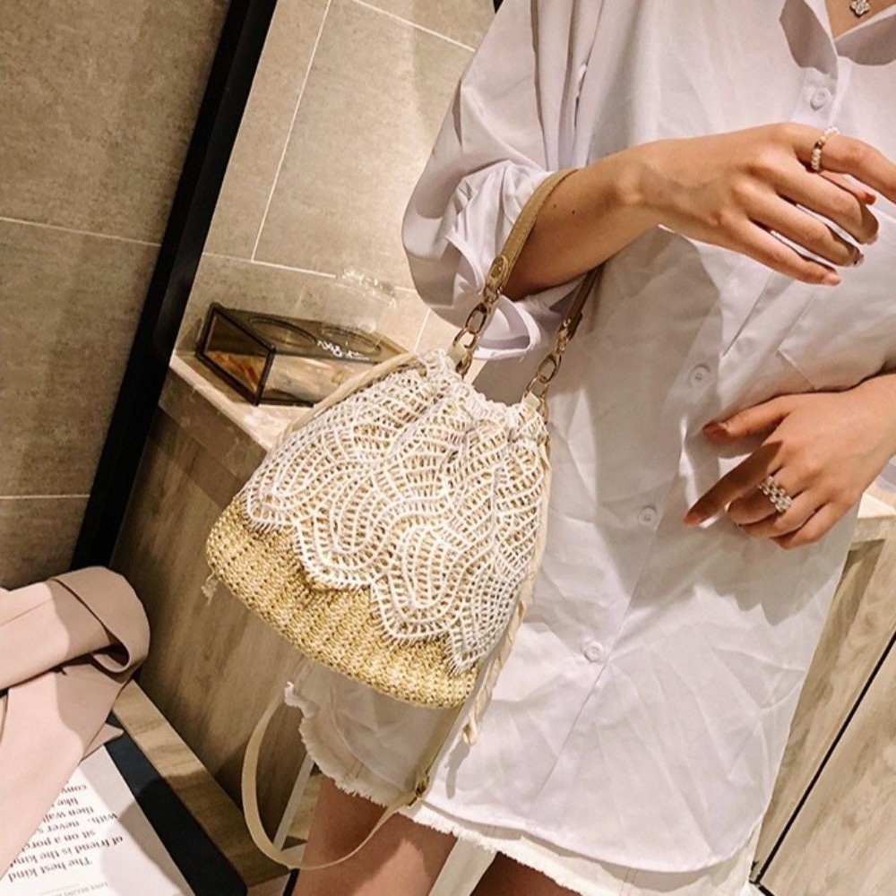 Portable Lace Straw Shoulder B - Beach Bag Straw recension och pris