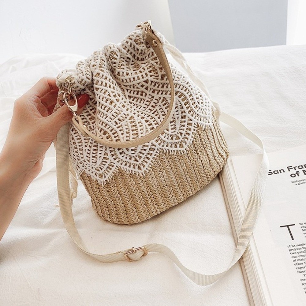 Portable Lace Straw Shoulder B - Beach Bag Straw recension och pris