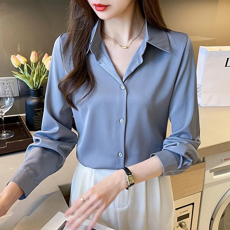 New Spring satin shirts solid  - Summer Clothing Colors recension och pris