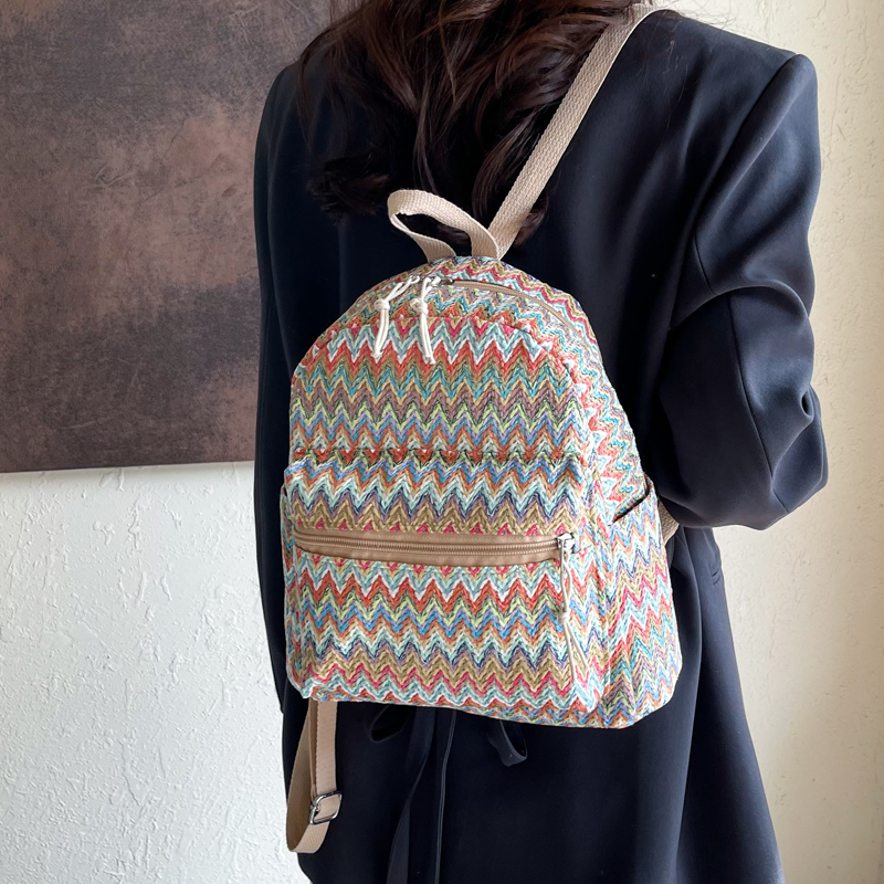 Colorful Grass Woven Backpack  - Beach Bag Straw recension och pris